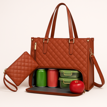 Lilac and Lillies: 3-in-1 Quilted Tote Bag